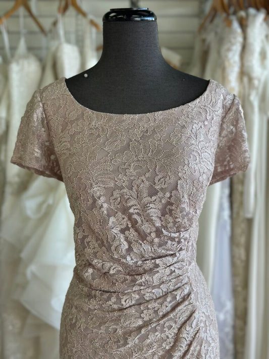 Oleg Cassini Shimmer Lace Cap Sleeve Dress 16W