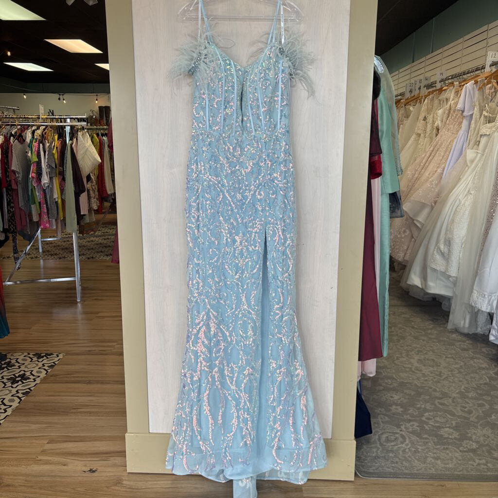 Jovani Feather And Sequin Long Dress 10