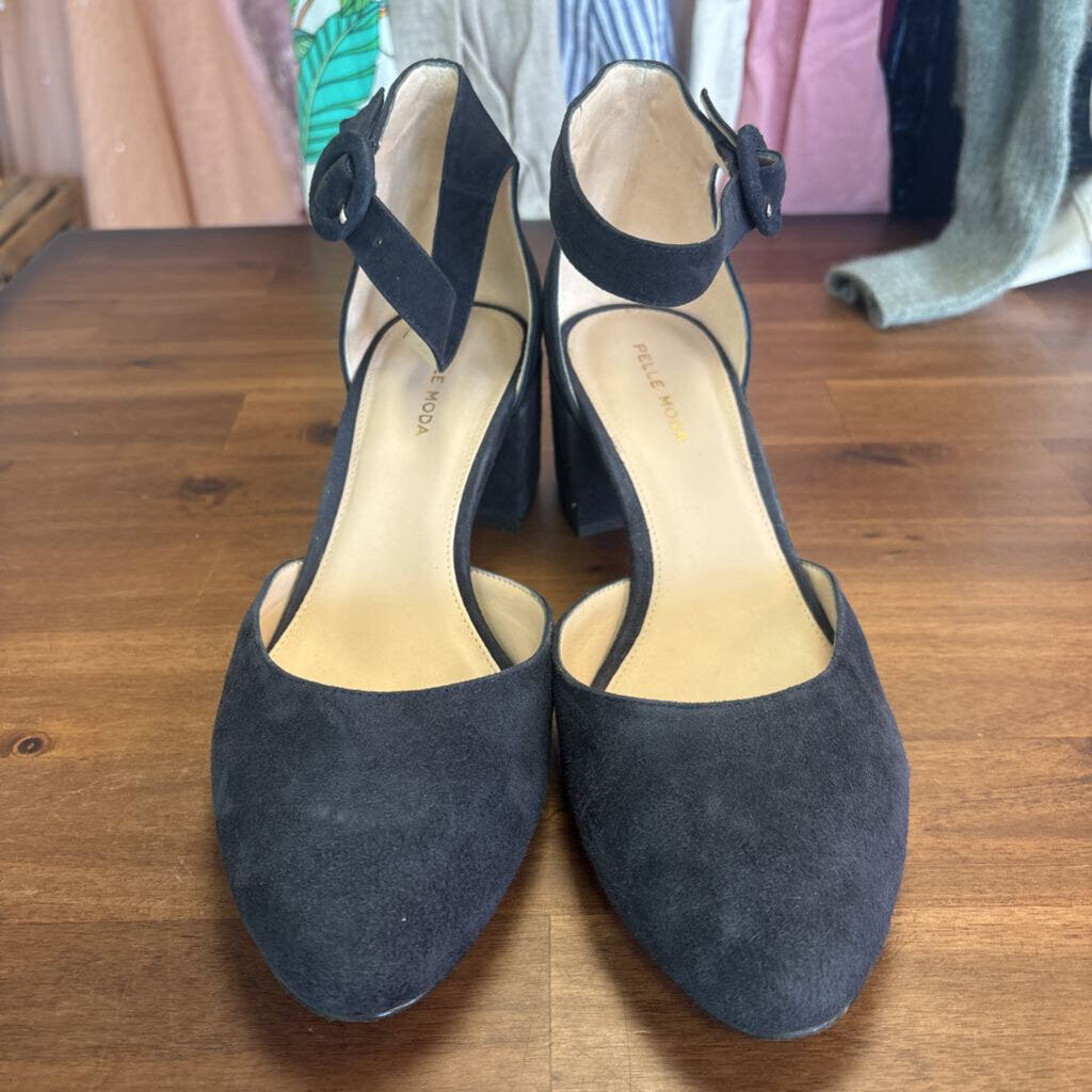 Pelle Moda Ankle Strap Block Heel 9.0