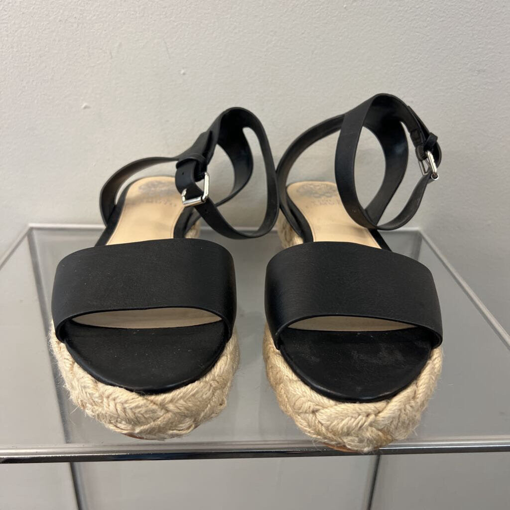 Vince Camuto Black/ Natural Platform Ankle Strap Sandals 9.5
