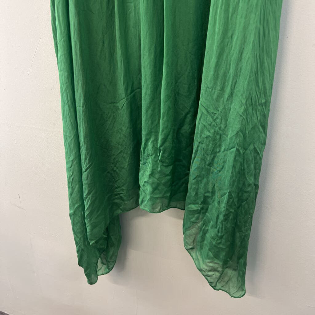 Tempo Paris Green Flowy Short Sleeve Midi Dress Small/ Medium