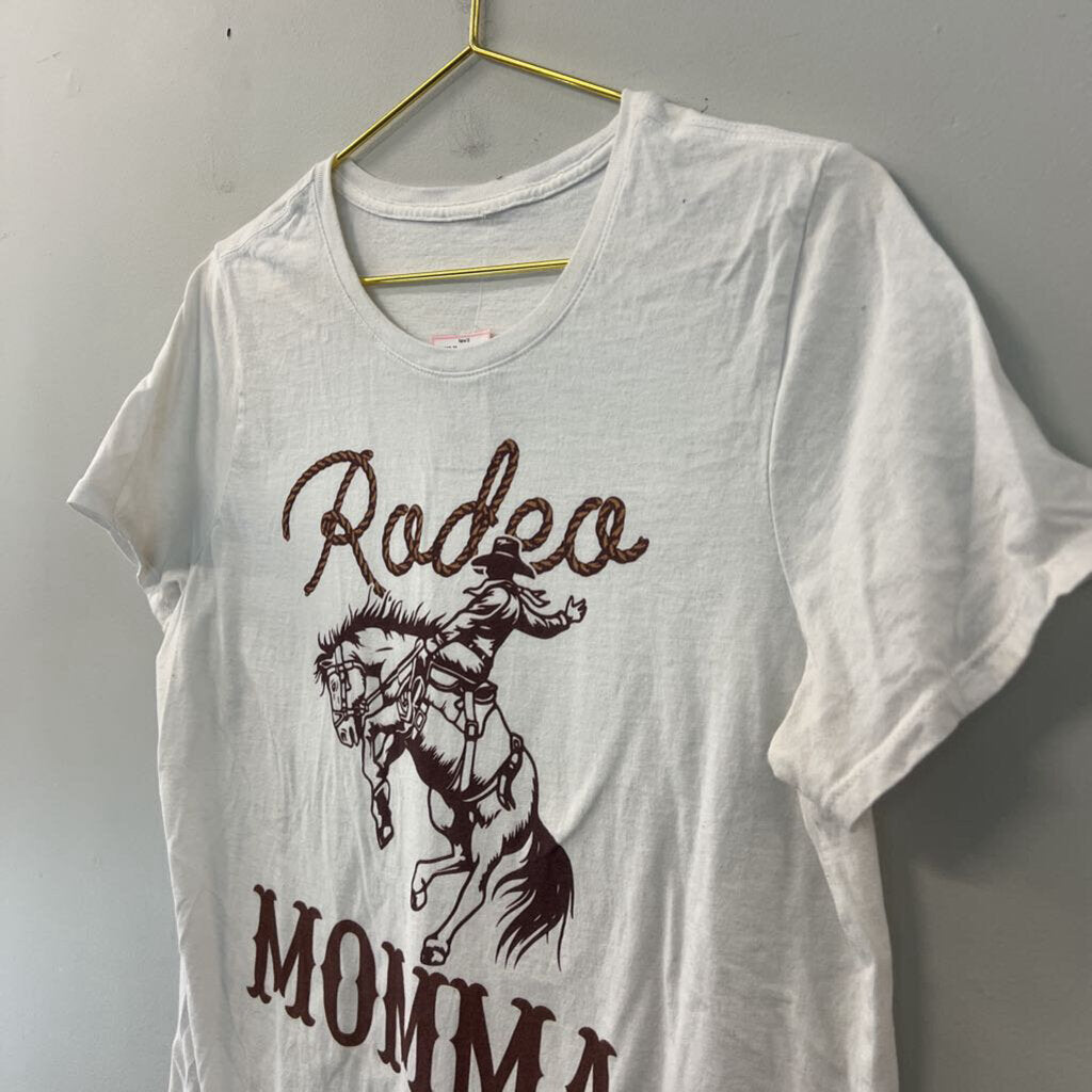 White/ Brown Rodeo Momma Short Sleeve Graphic Tee Large