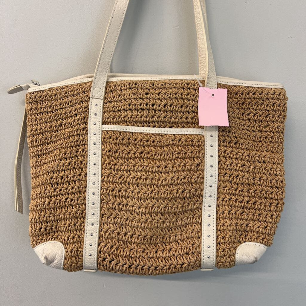 Brighton Brown Woven/ Cream Studded Leather Purse