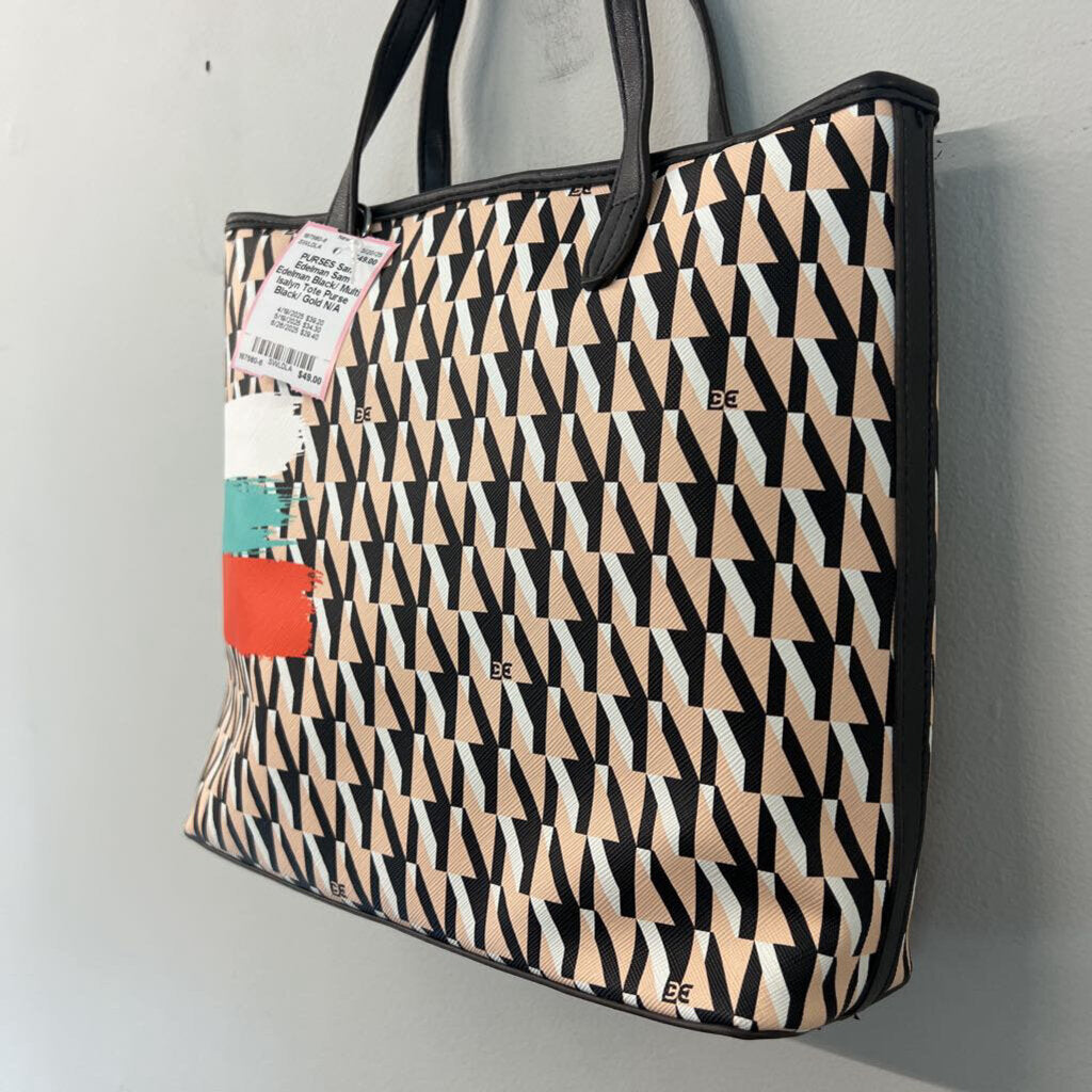 Sam Edelman Black/ Multi Isalyn Tote Purse