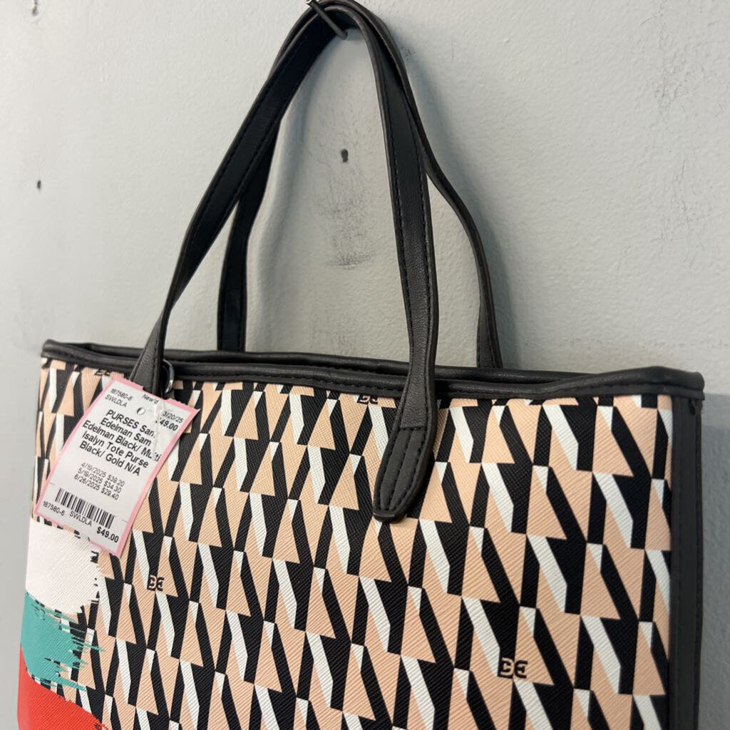 Sam Edelman Black/ Multi Isalyn Tote Purse