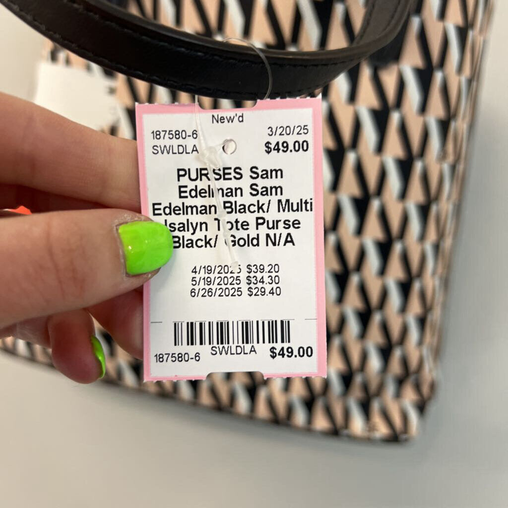 Sam Edelman Black/ Multi Isalyn Tote Purse
