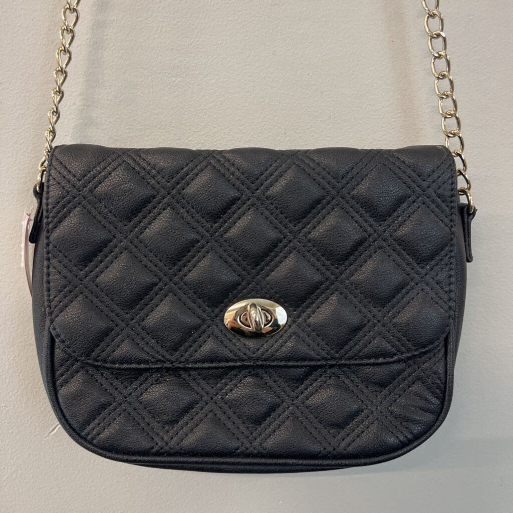 Black/ Gold Quilted Crossbody Purse