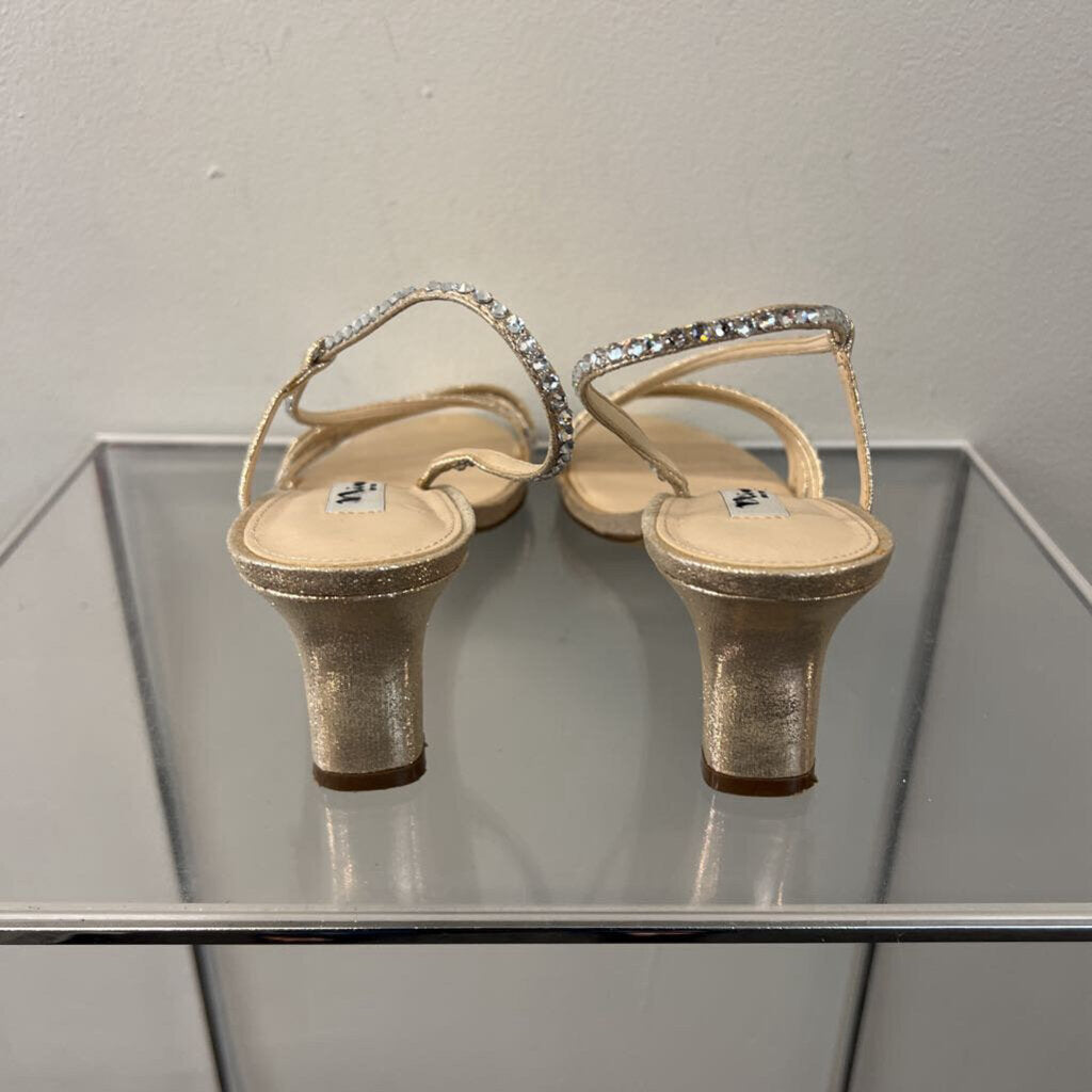 Nina Gold/ Rhinestone Strappy Heels 7.5
