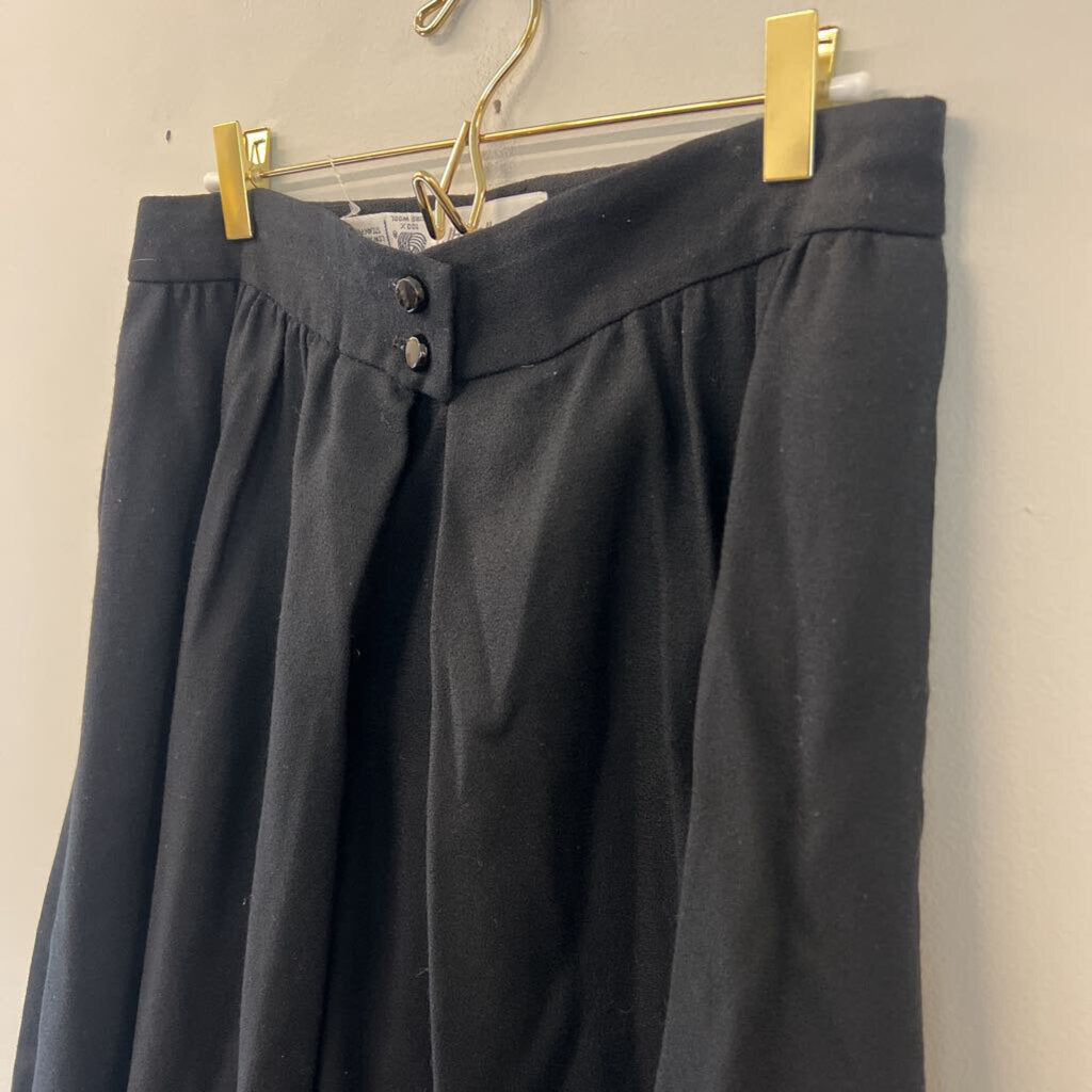 Vintage JH Collectibles 100% Wool Black Midi Skirt 14