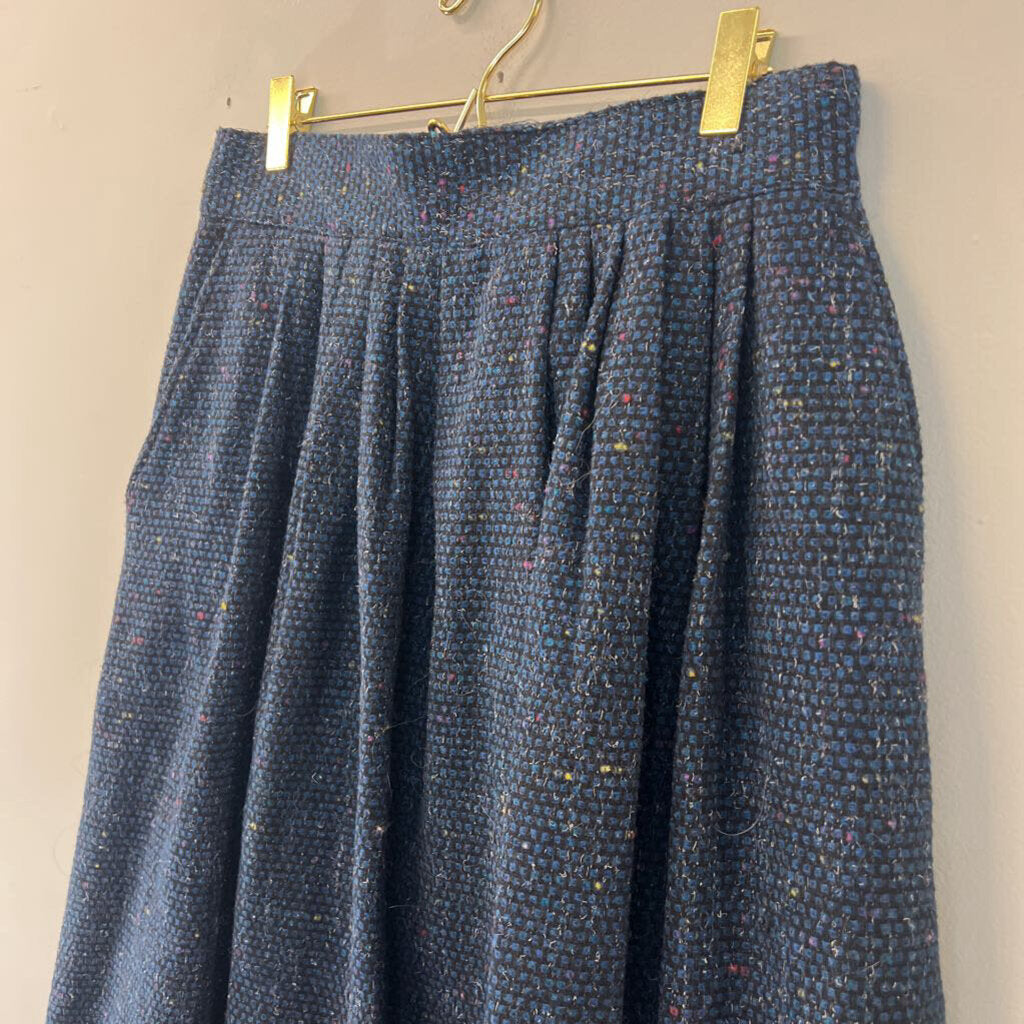 Vintage Norton McNaughton Blue Tweed Midi Skirt 14