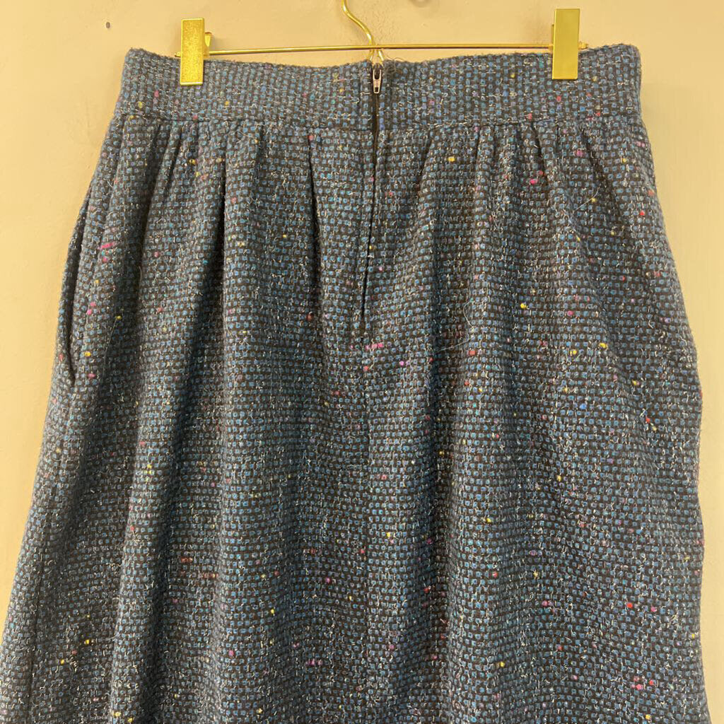 Vintage Norton McNaughton Blue Tweed Midi Skirt 14