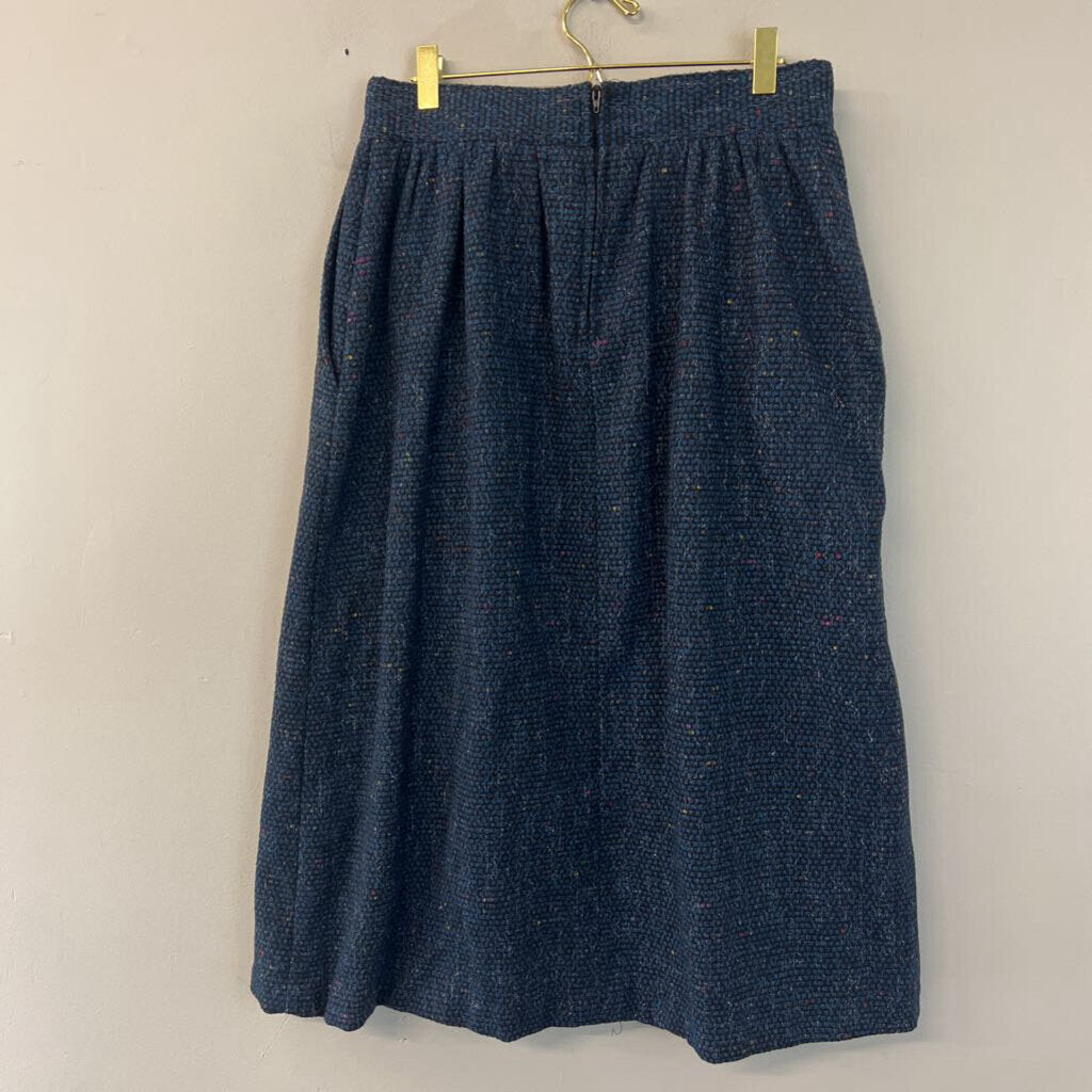 Vintage Norton McNaughton Blue Tweed Midi Skirt 14