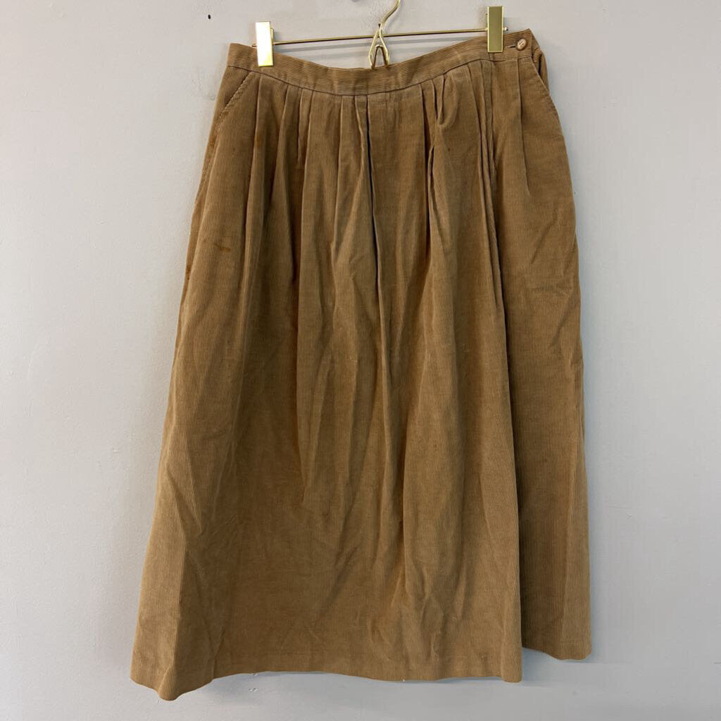 Vintage Carroll Reed Brown Corduroy Midi Skirt 14