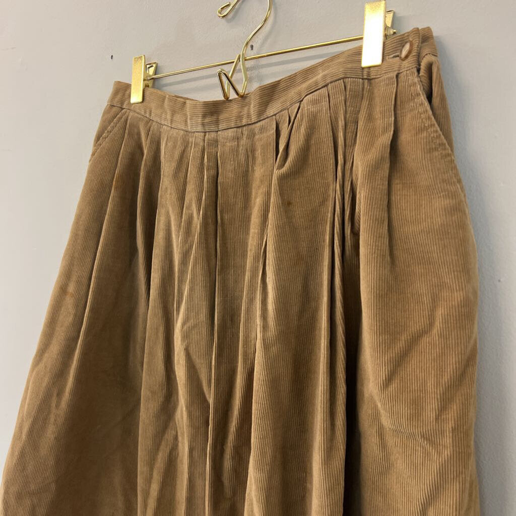Vintage Carroll Reed Brown Corduroy Midi Skirt 14