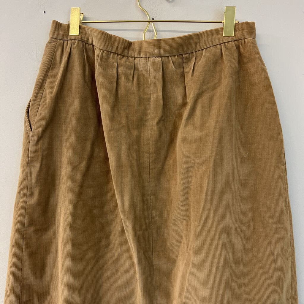 Vintage Carroll Reed Brown Corduroy Midi Skirt 14