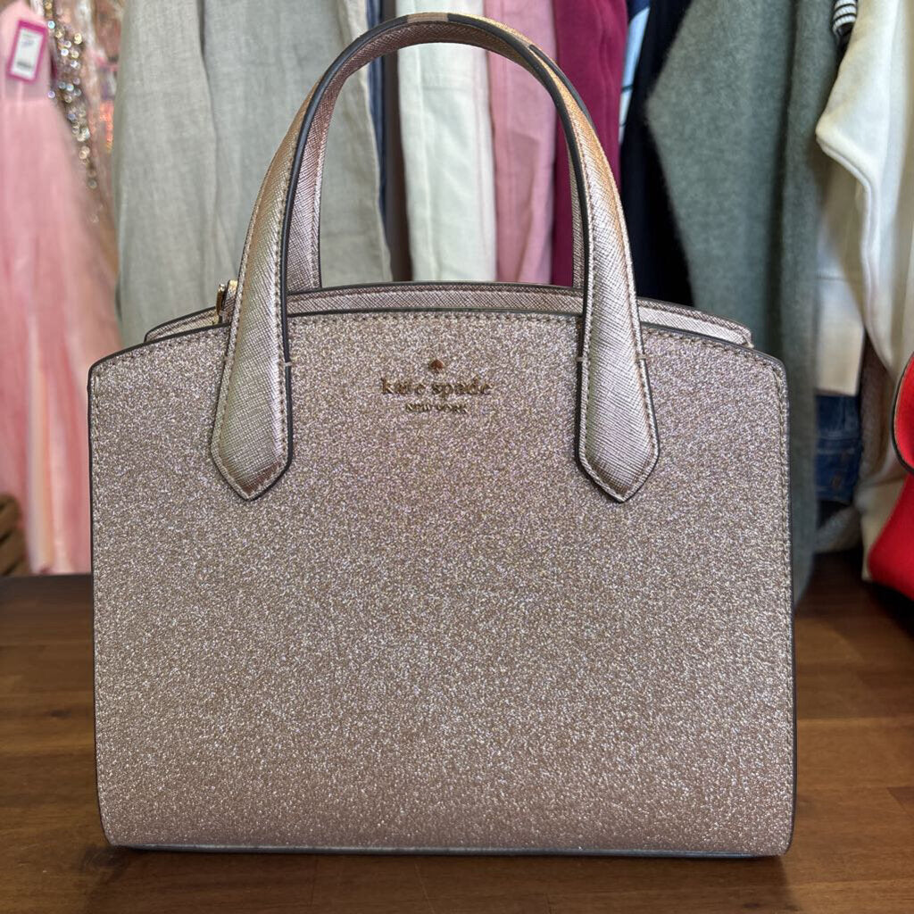 Kate Spade Rose Gold Sparkle Shimmer Small Boxy Purse