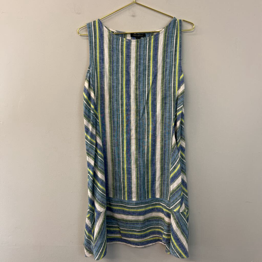 For Cynthia Blue/ Multi Striped Sleeveless Dress Large