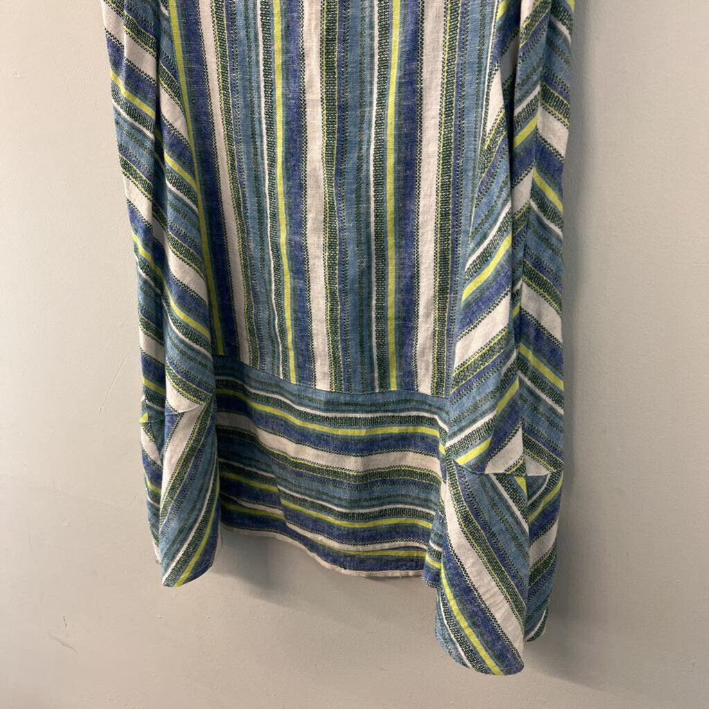 For Cynthia Blue/ Multi Striped Sleeveless Dress Large