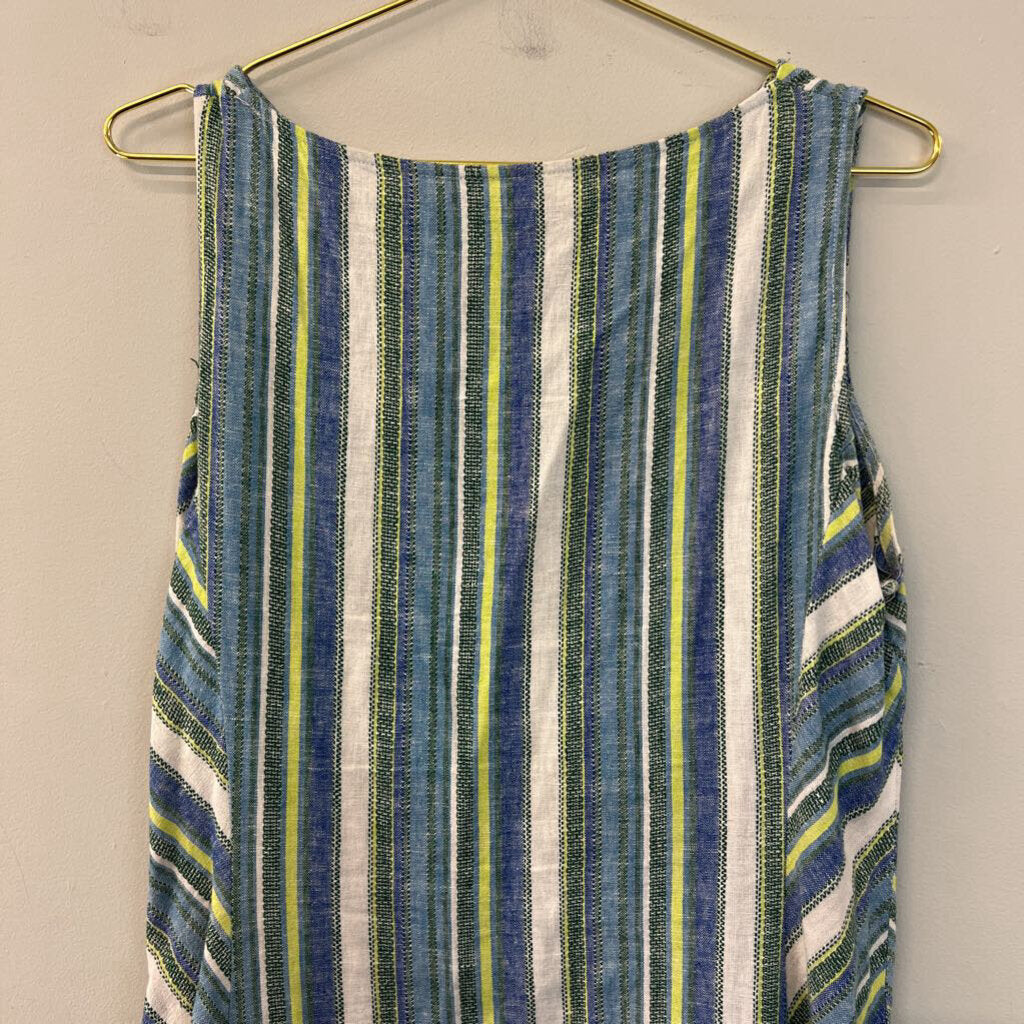 For Cynthia Blue/ Multi Striped Sleeveless Dress Large