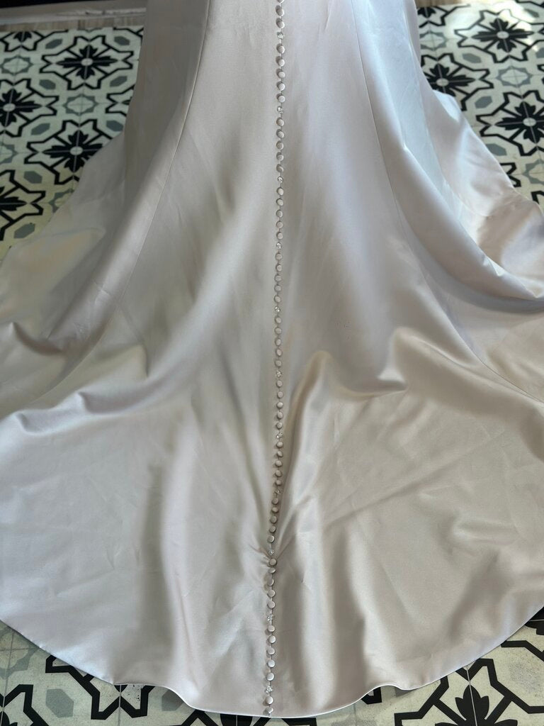 Mon Cherie High Neck Satin Fitted Dress 12