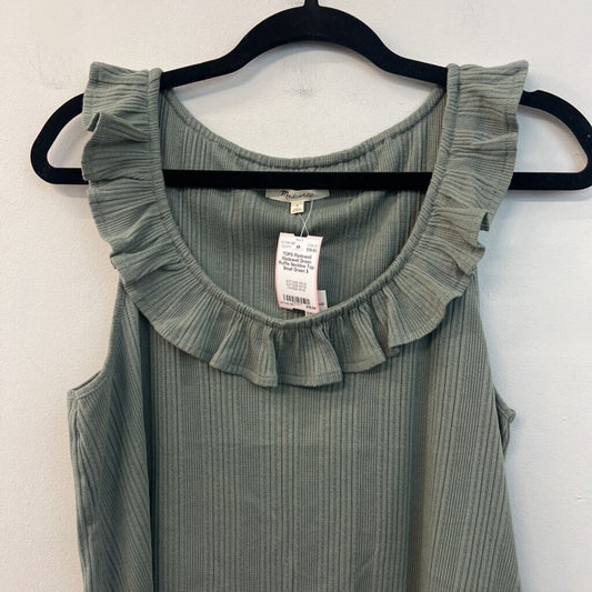 Madewell Green Ruffle Neckline Top Small