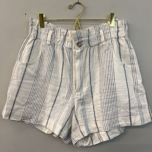 Madewell White/ Blue Striped High Waisted Shorts Medium