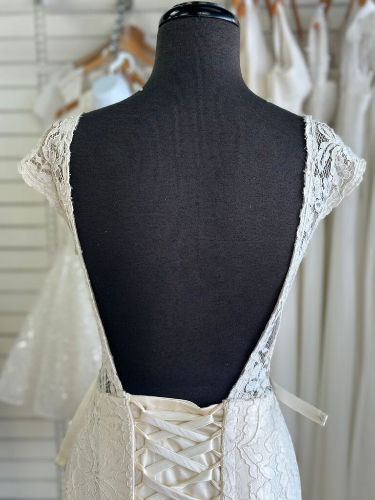 Mikaella Ivory Lace Fitted Bridal Gown 10