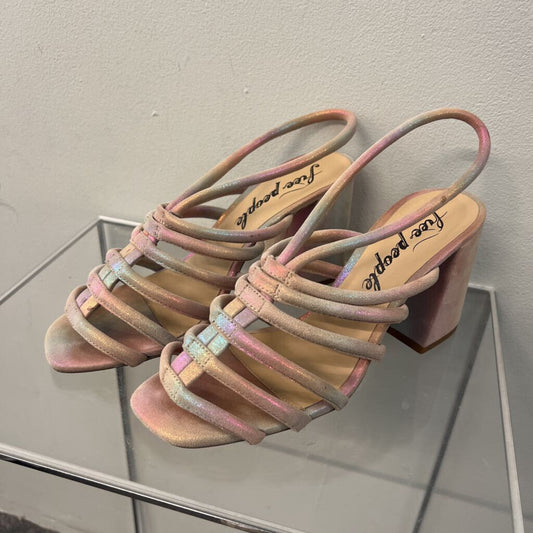 Free People Beige/ Metallic Multi Colette Cinched Heels 39