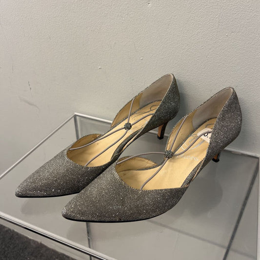 J Renee Silver Sparkle Point Toe Pump Heels 8.5