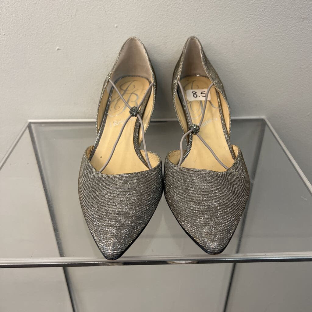 J Renee Silver Sparkle Point Toe Pump Heels 8.5