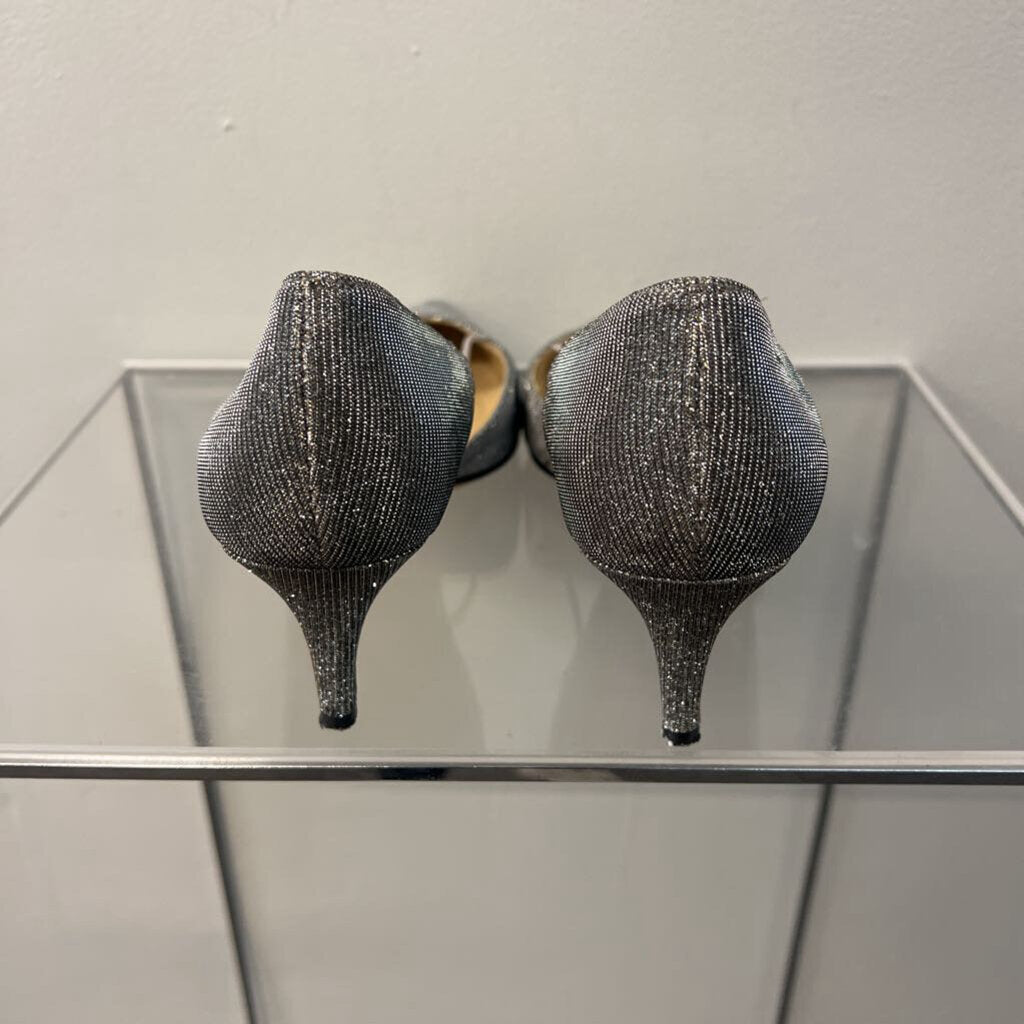 J Renee Silver Sparkle Point Toe Pump Heels 8.5