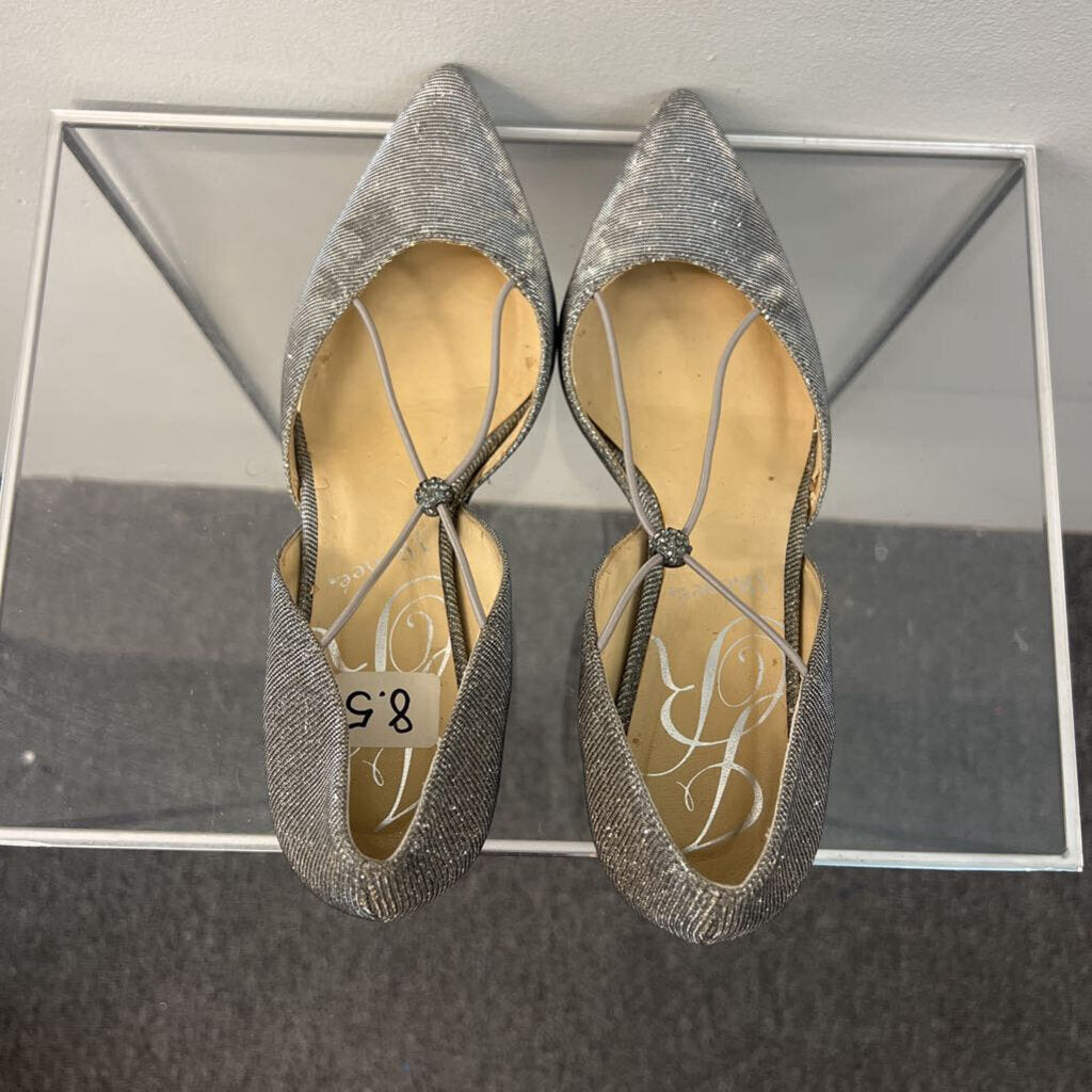 J Renee Silver Sparkle Point Toe Pump Heels 8.5
