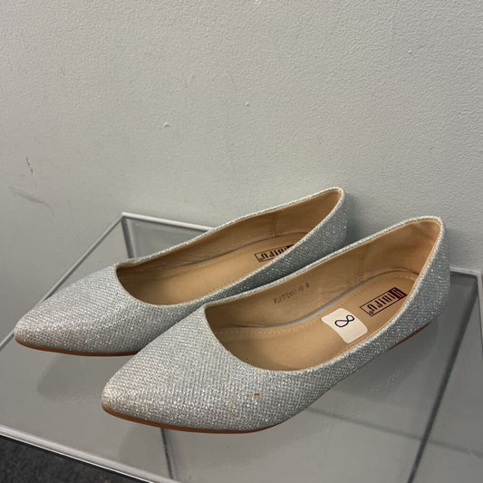 Silver Sparkle Point Toe Flat Shoes 8