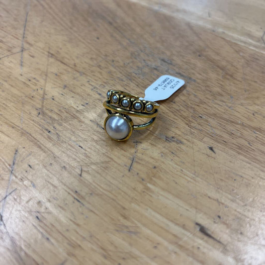 Gold/ Pearl Layered Statement Ring 8