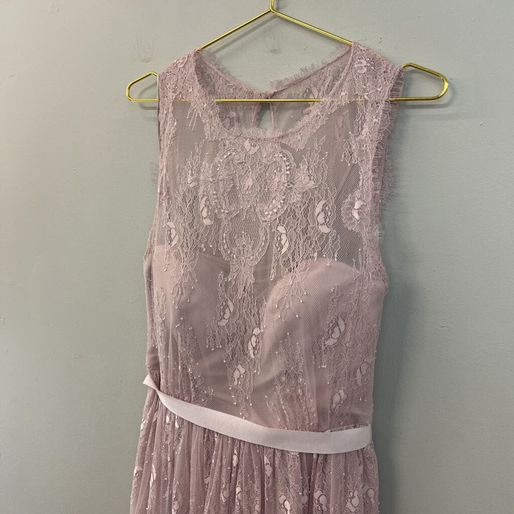 Hitherto Lavender Lace Tie Waist Dress 10