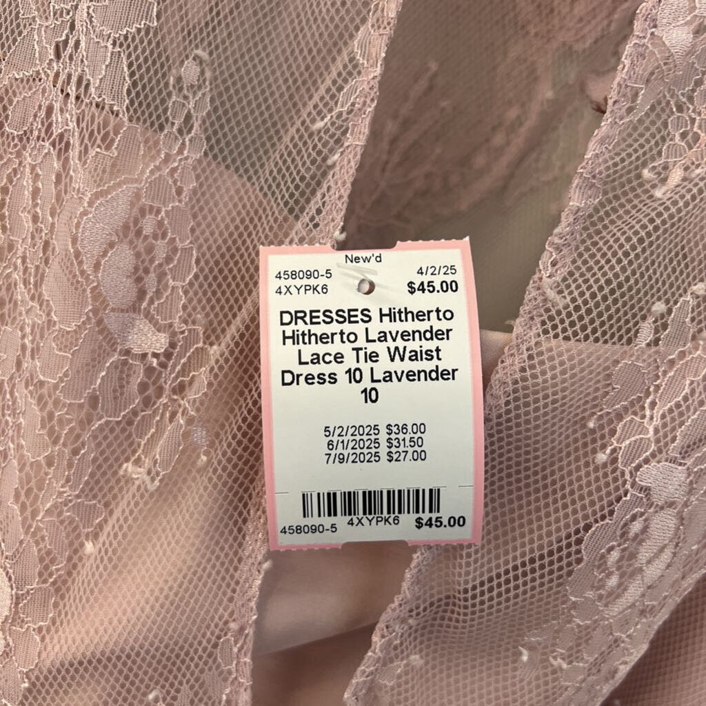 Hitherto Lavender Lace Tie Waist Dress 10