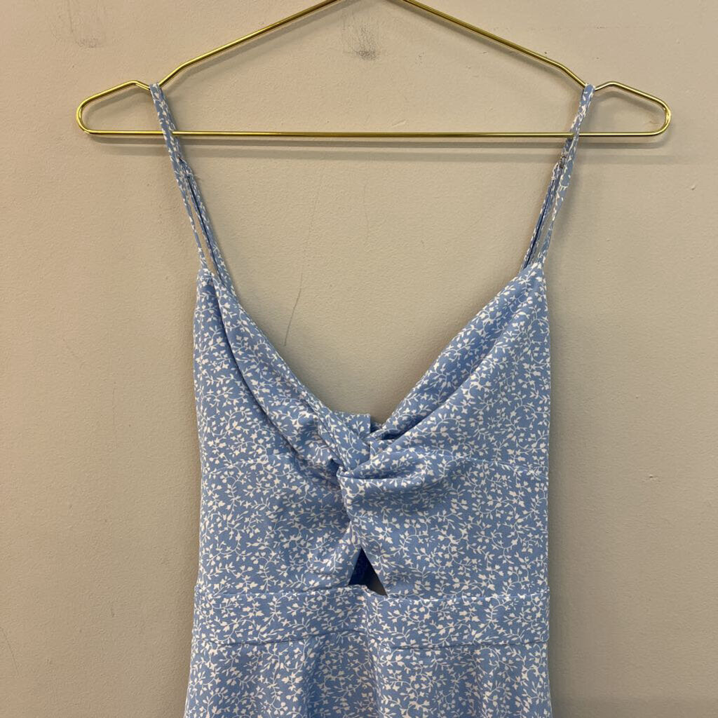 Blue/ White Floral Tie Back Dress Medium