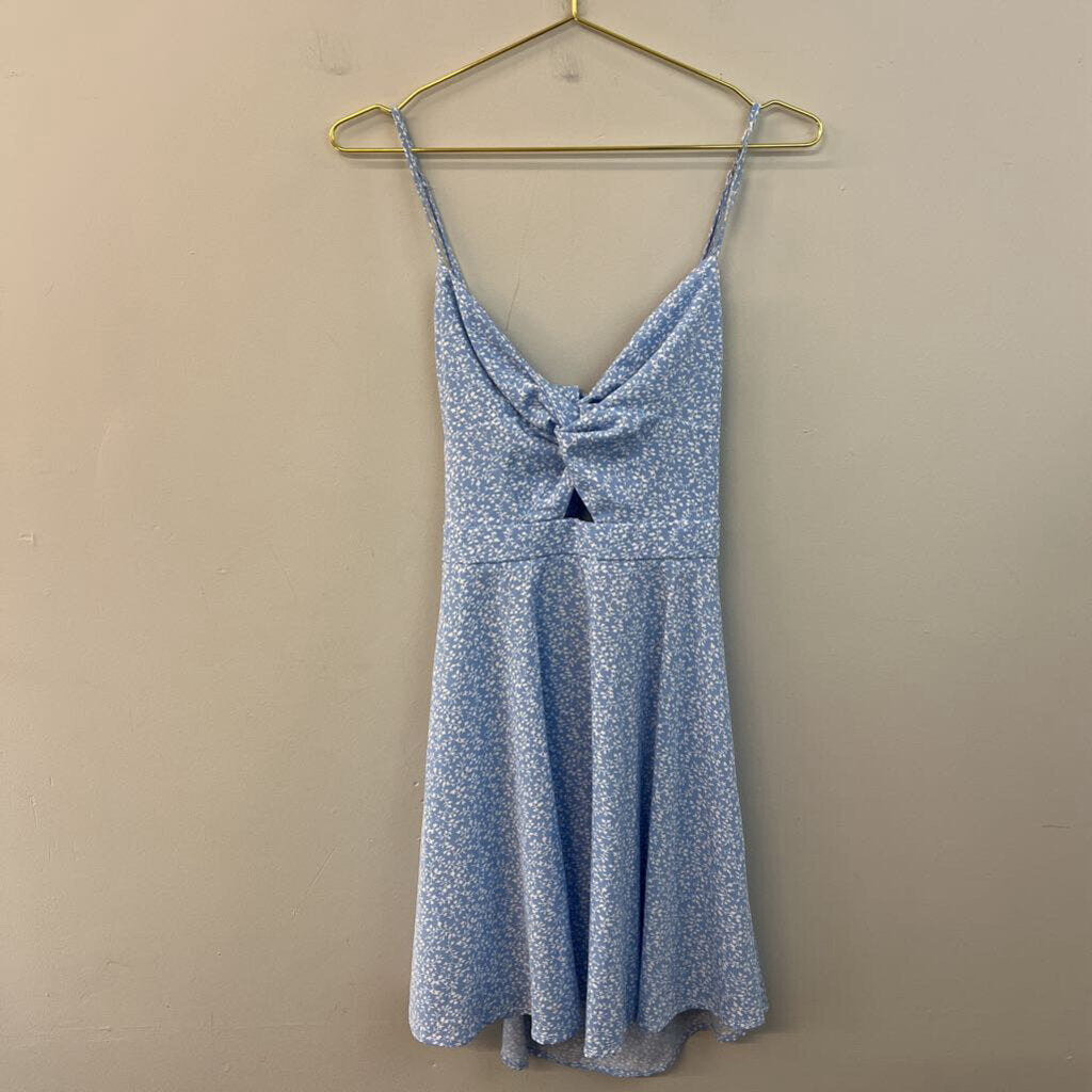 Blue/ White Floral Tie Back Dress Medium