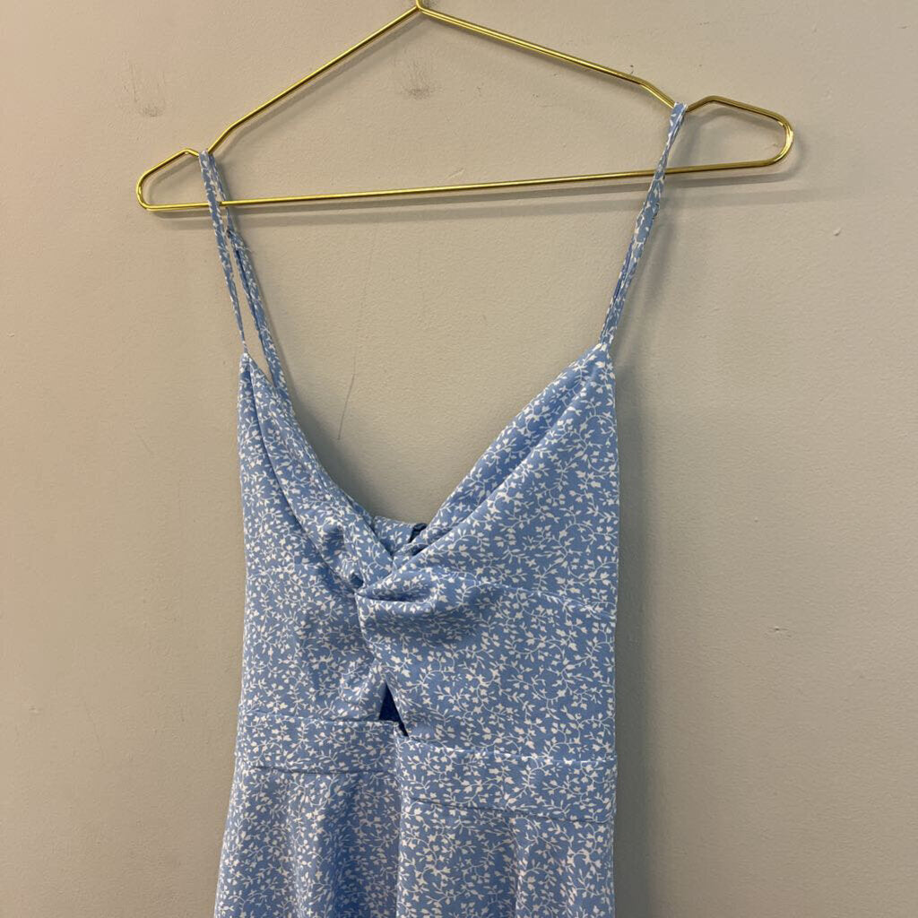 Blue/ White Floral Tie Back Dress Medium