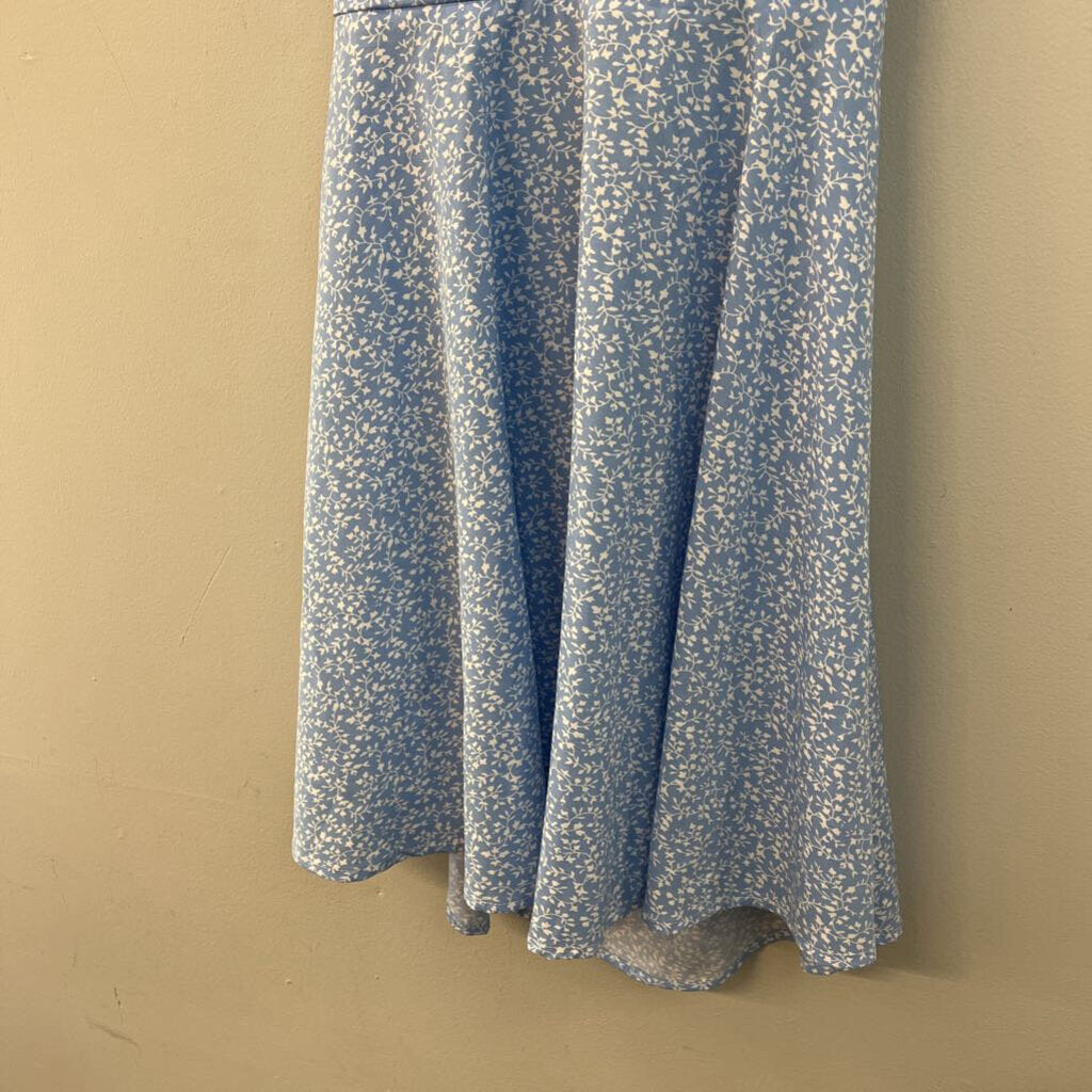 Blue/ White Floral Tie Back Dress Medium