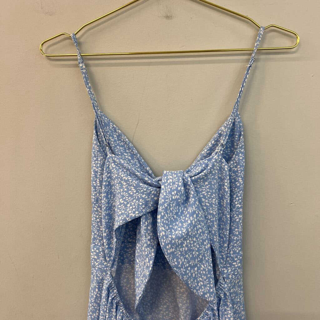 Blue/ White Floral Tie Back Dress Medium