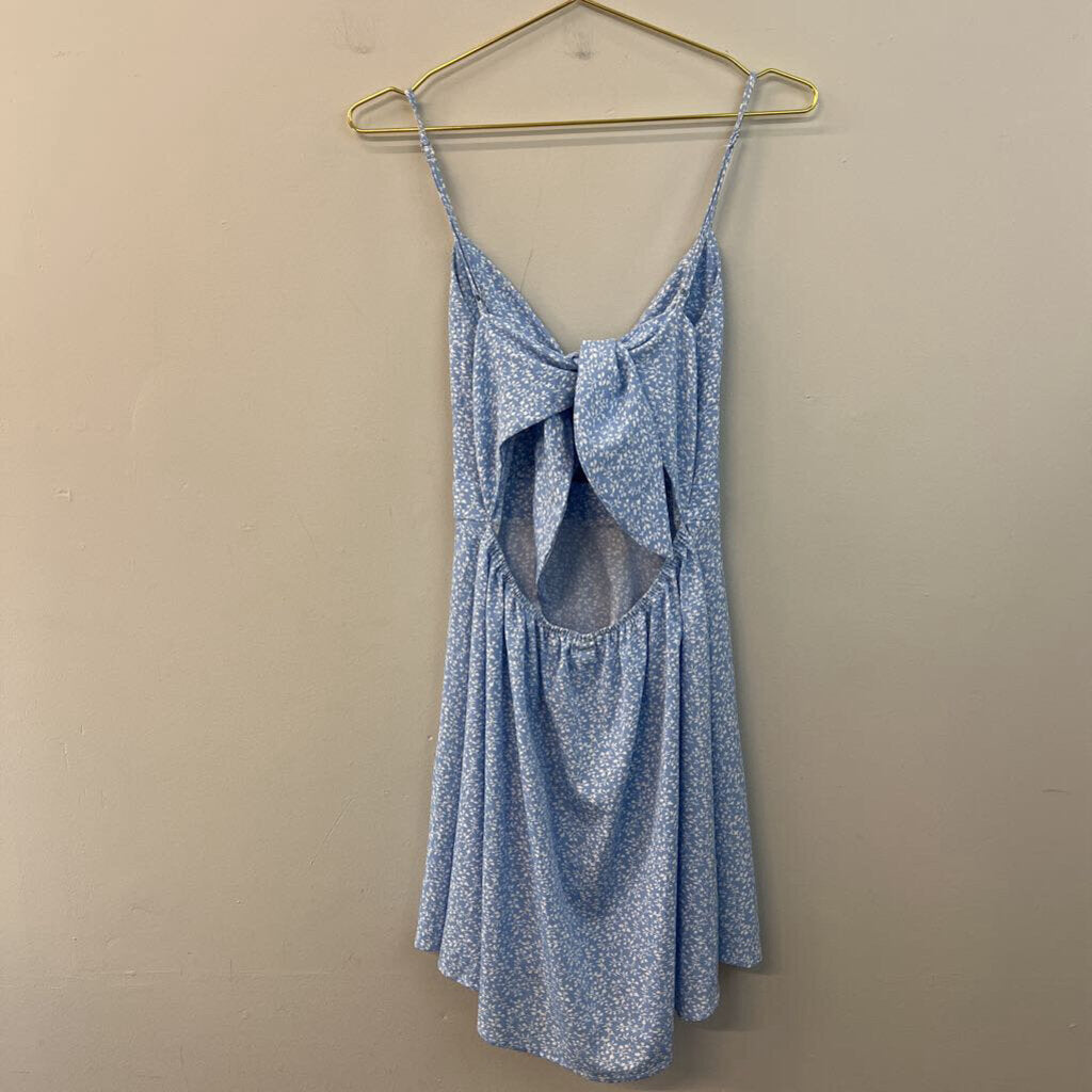 Blue/ White Floral Tie Back Dress Medium