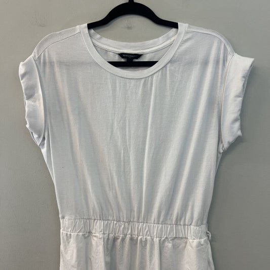 Banana Republic White Short Sleeve Ruffle Hem Maxi Dress Small