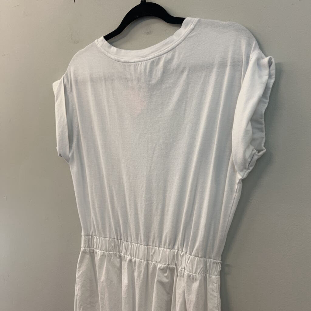 Banana Republic White Short Sleeve Ruffle Hem Maxi Dress Small