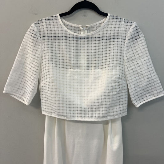 Asos White Checkered Short Sleeve Top Layered Dress 6
