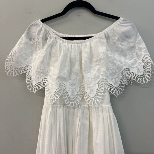 The Jetset White Embroidered Lace Off Shoulder Dress Medium