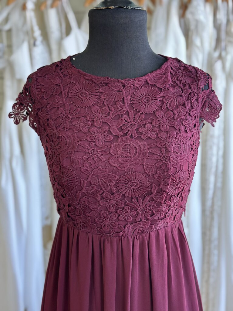 Lulus Burgundy Lace Top Long Formal Dress Small