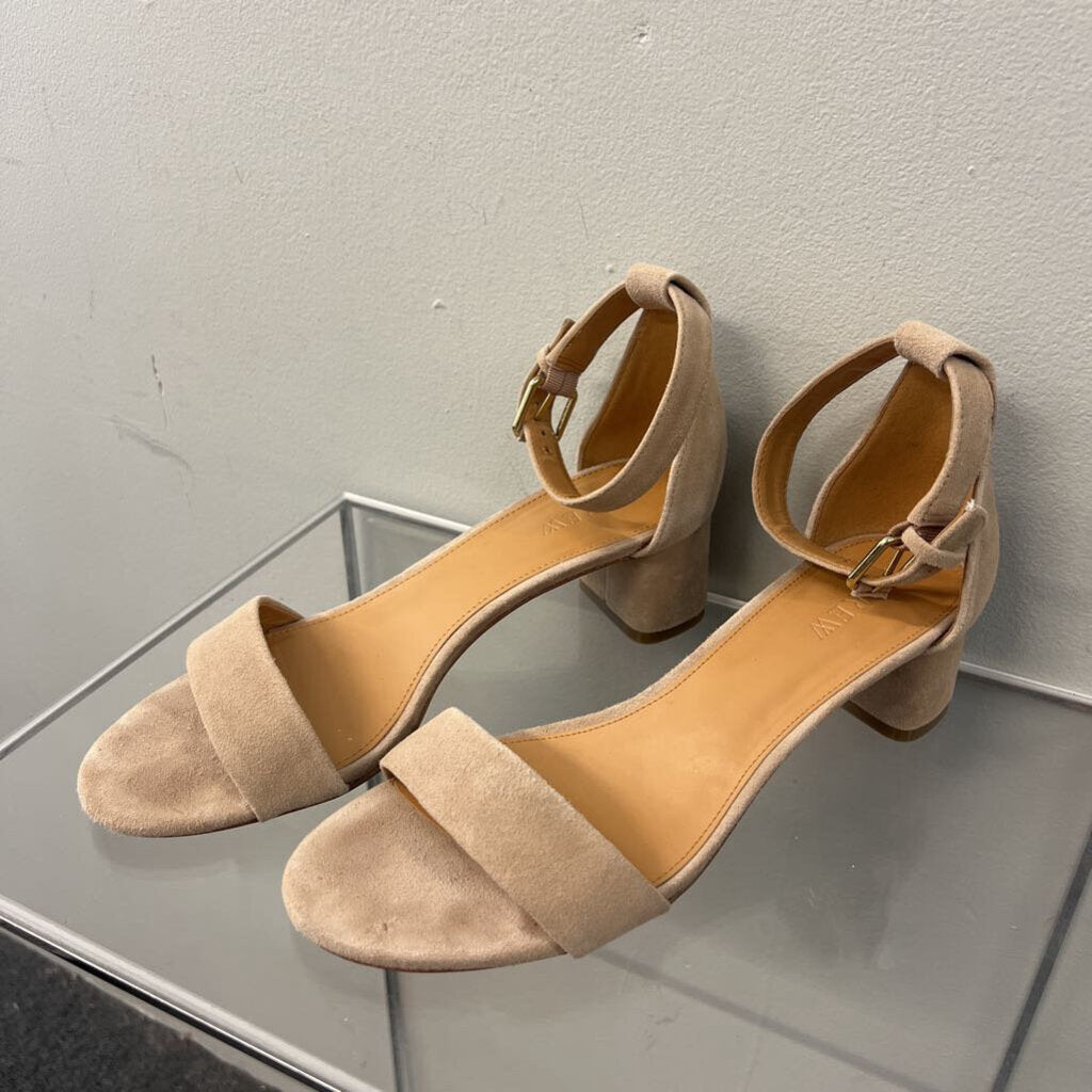 J Crew Beige Suede Ankle Strap Block Heels 8