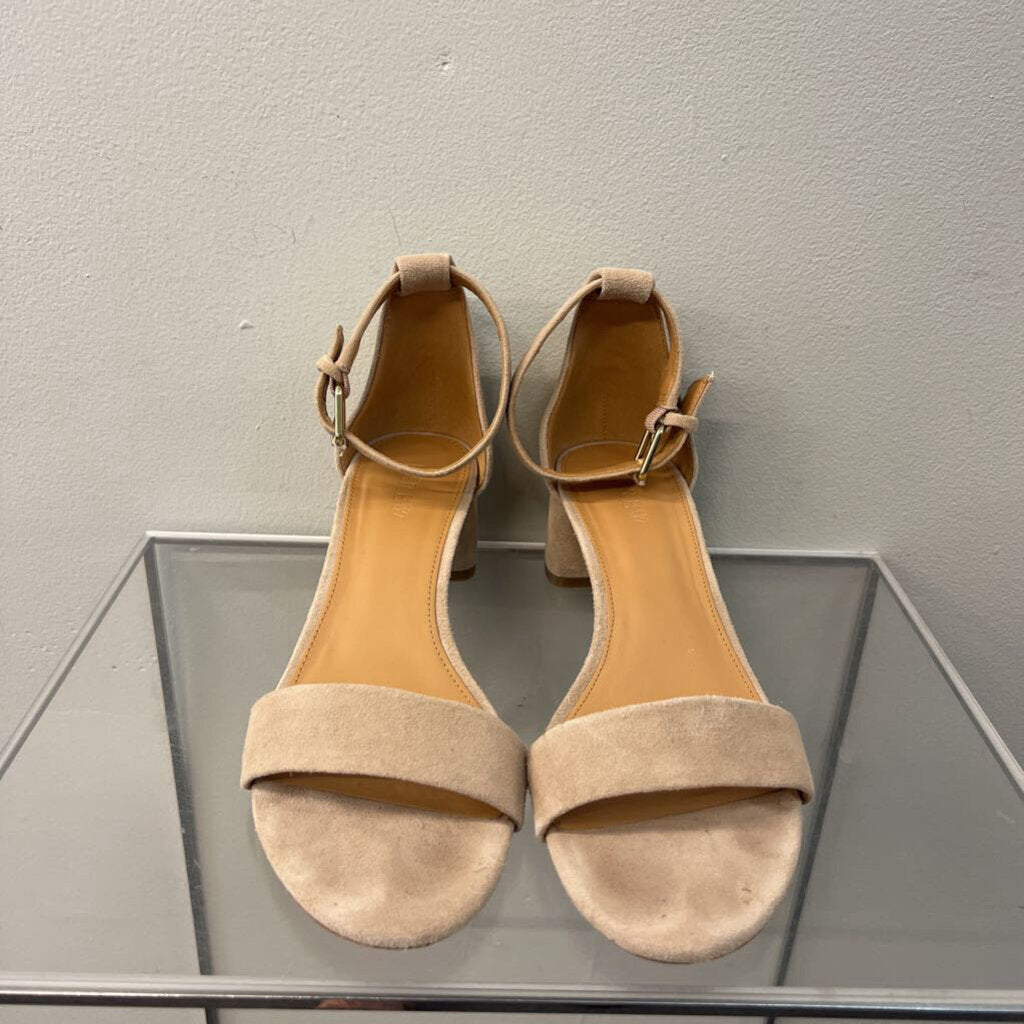 J Crew Beige Suede Ankle Strap Block Heels 8