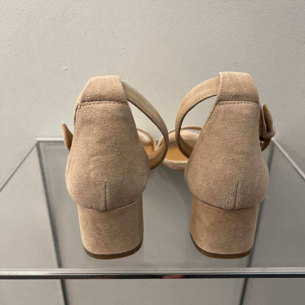 J Crew Beige Suede Ankle Strap Block Heels 8
